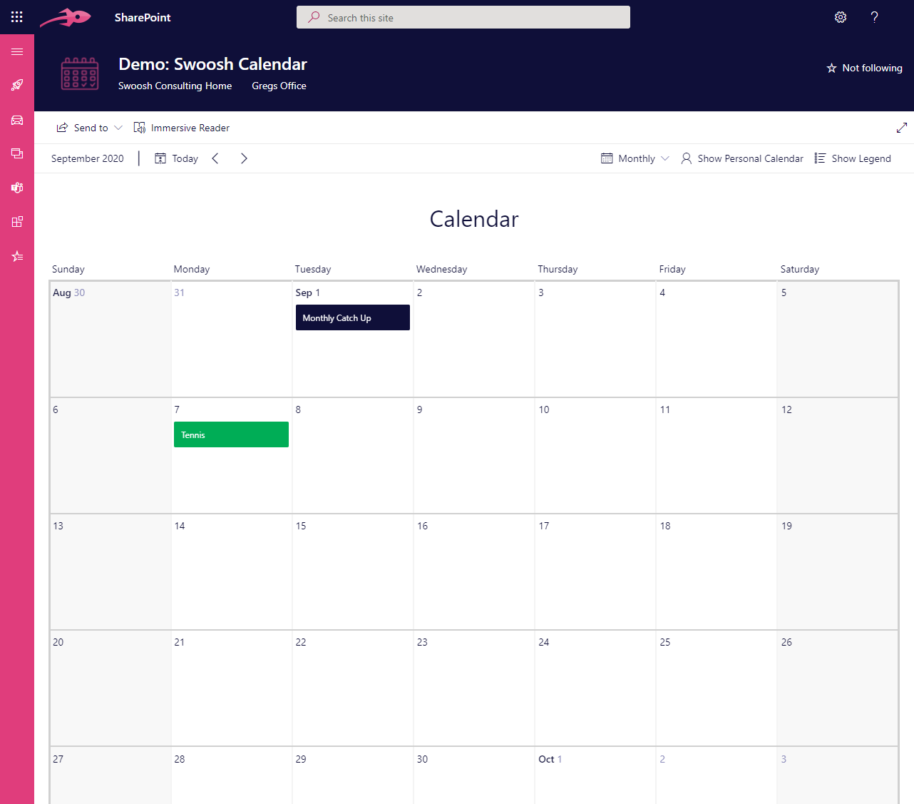 Calendar monthly view