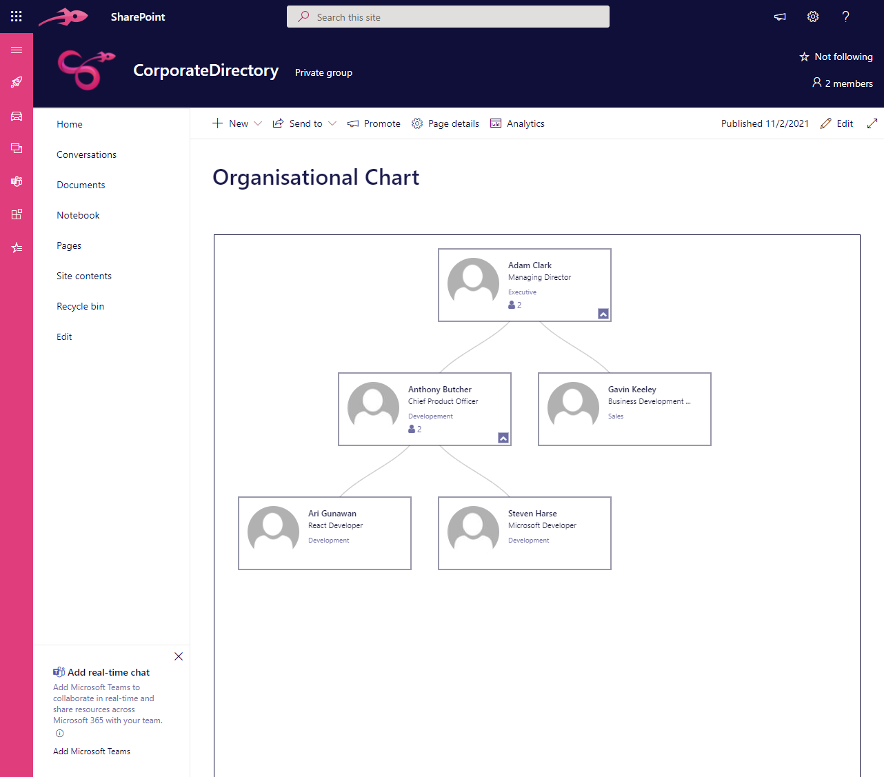 Org Chart view
